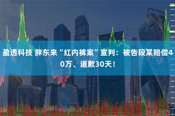 盈透科技 胖东来“红内裤案”宣判：被告段某赔偿40万、道歉30天！